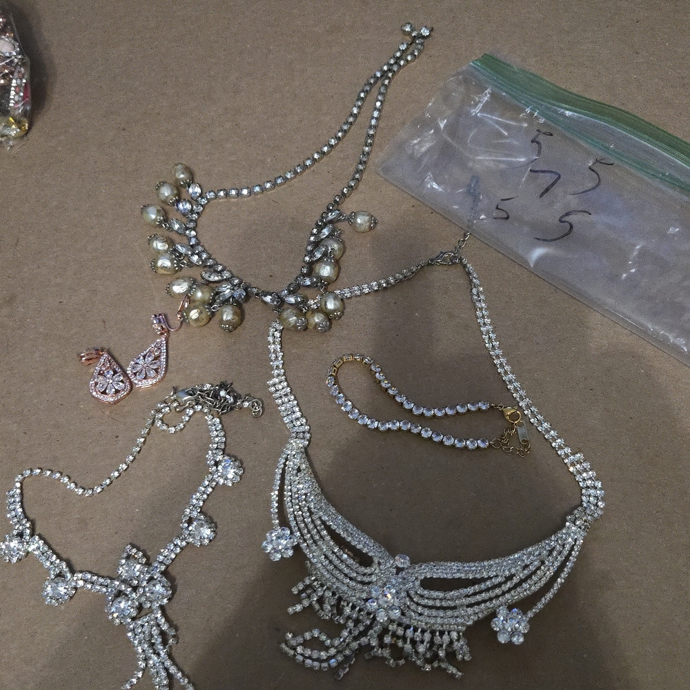 Belled Bundle Sparkling Crystal Statement Necklac… - image 1